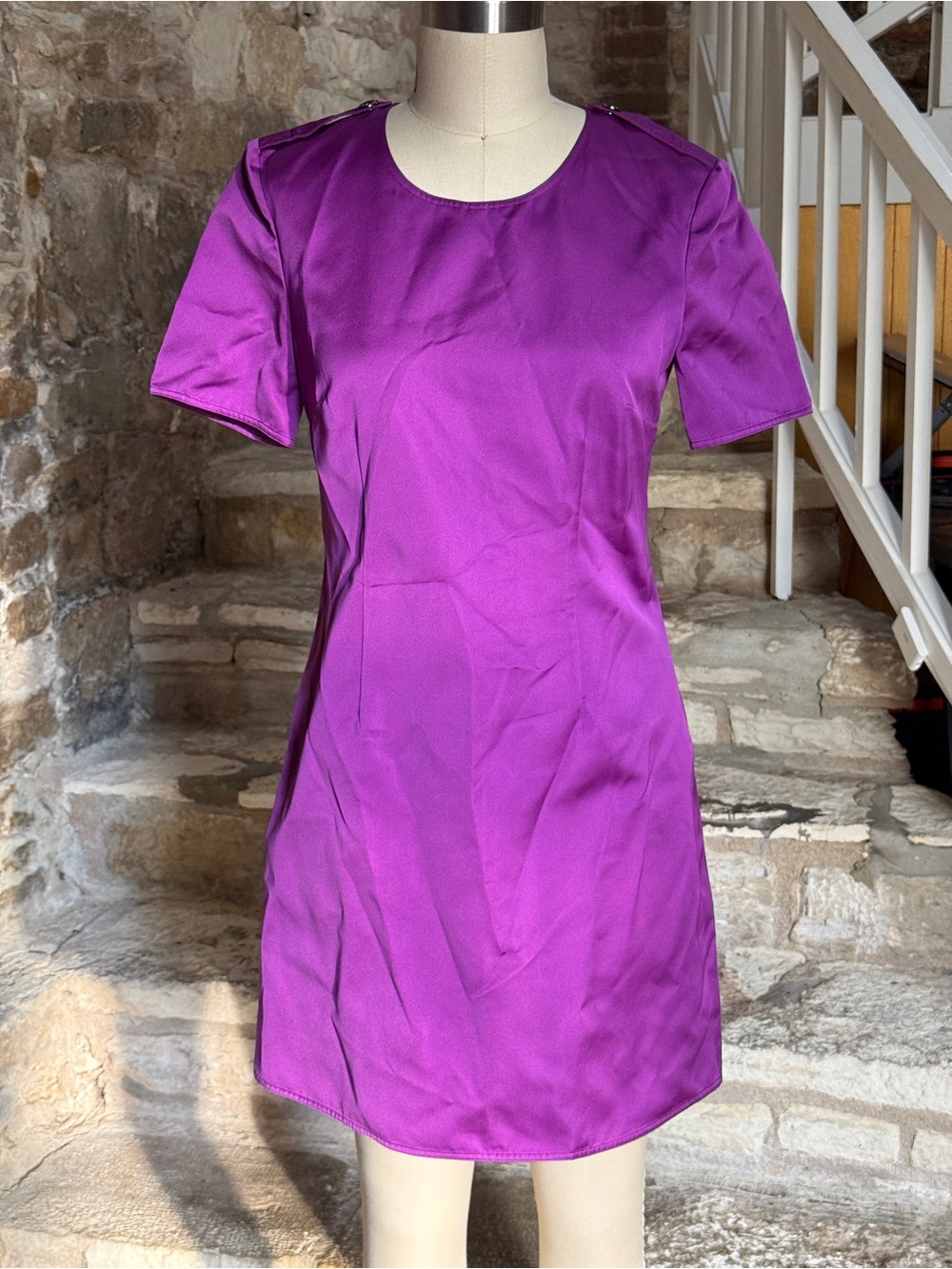 Burberry London Purple Short-Sleeve Shift Dress